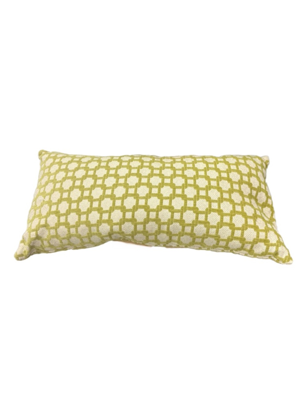 Green/White Chain Link Geometric Lumbar Down Feather Fill Accent Pillow Preppy
